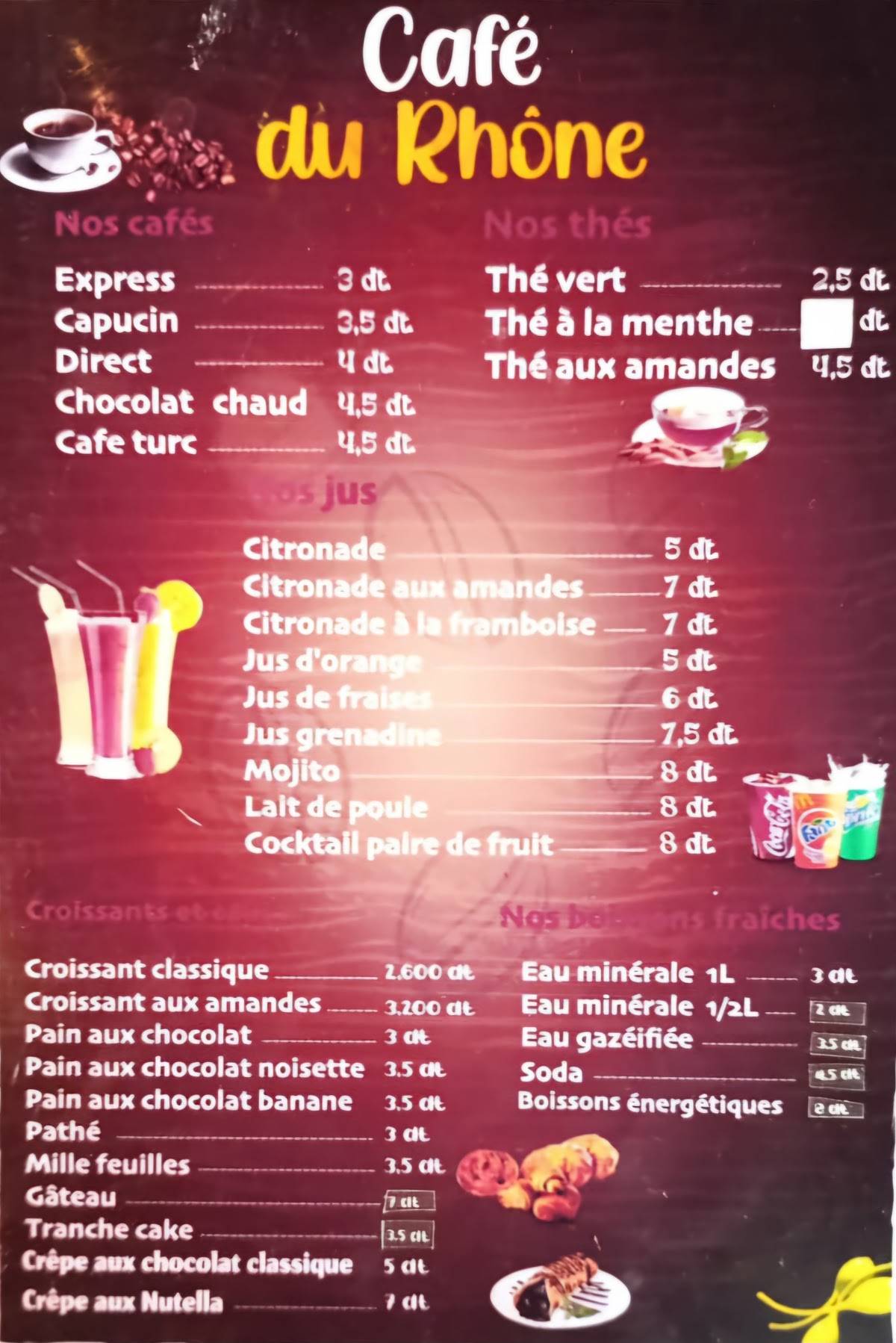 Café du Rhône меню