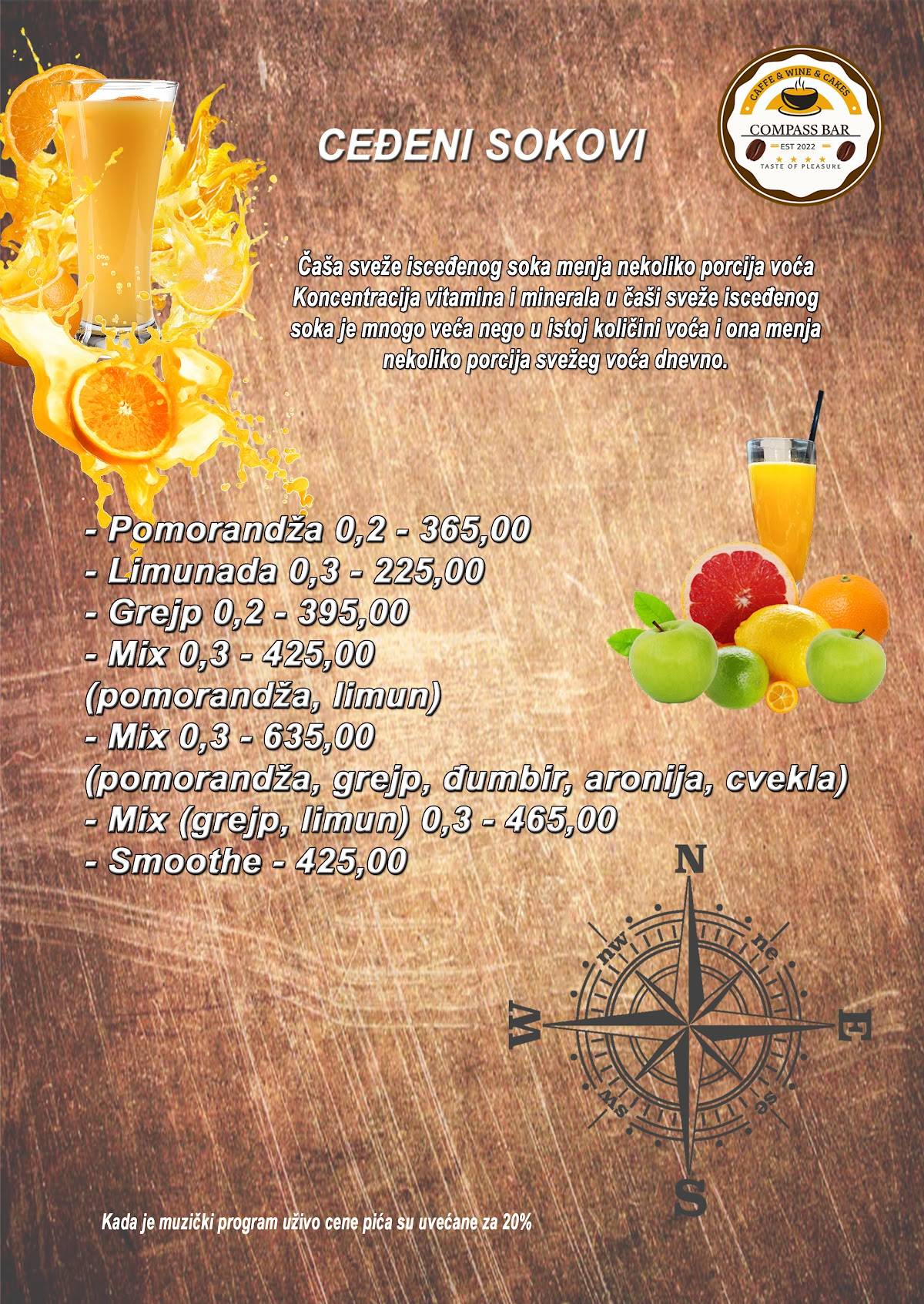 Caffe Pizza Bar Compass меню