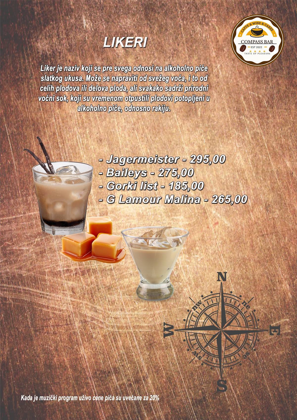 Caffe Pizza Bar Compass меню