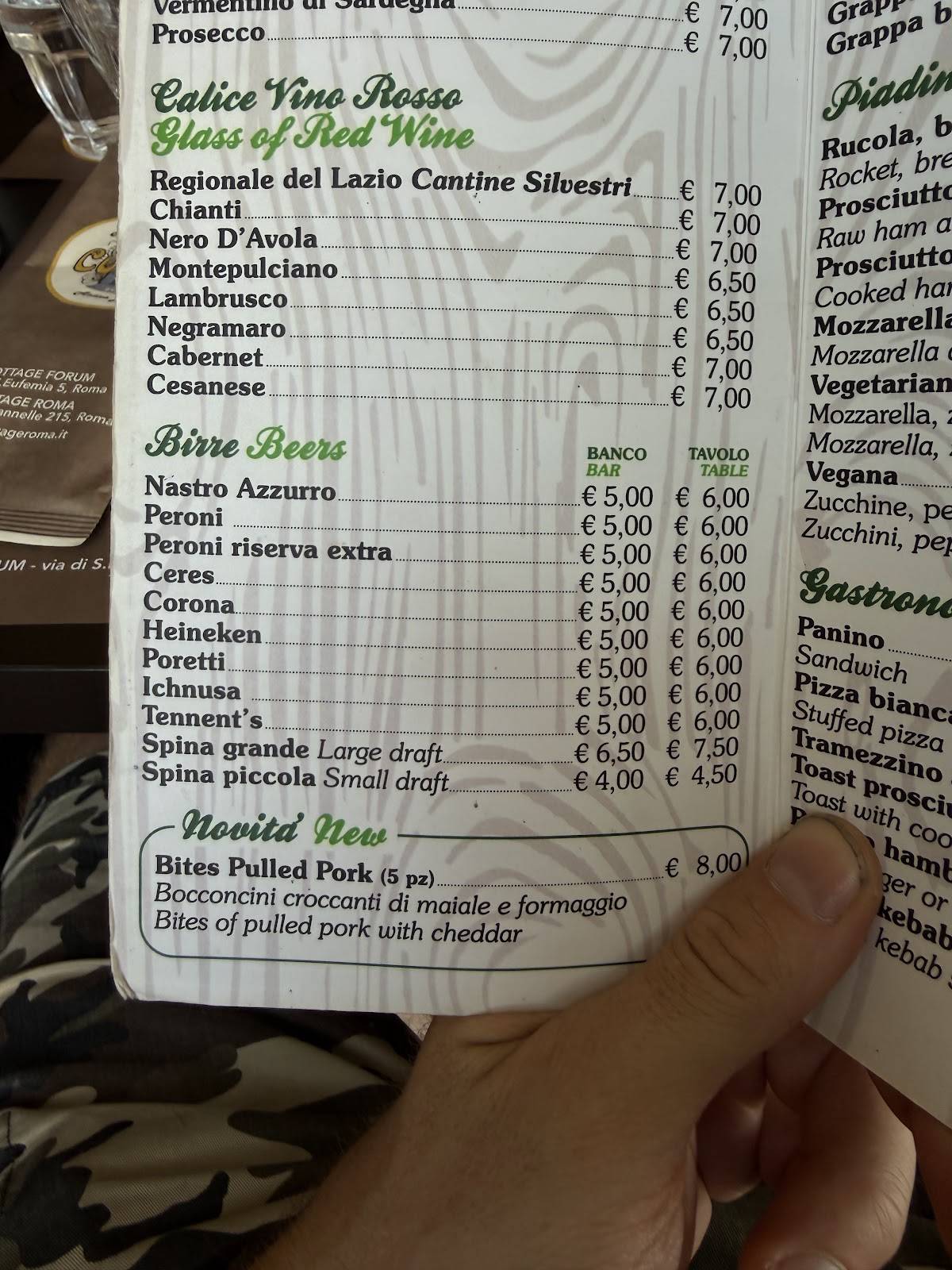 Caffè Roma Antica Enoteca меню