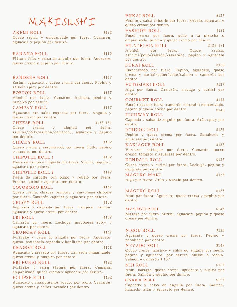 Campay Sushi меню