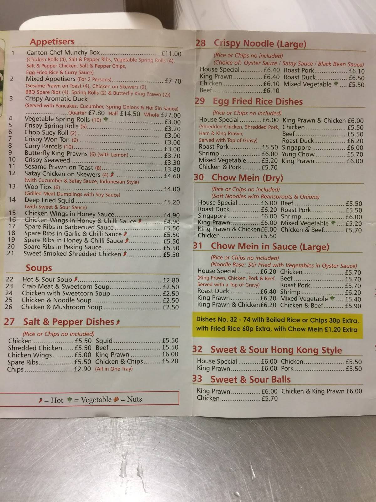 Canton Chef меню