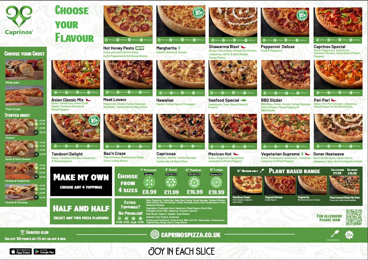 Caprinos Pizza Congleton меню