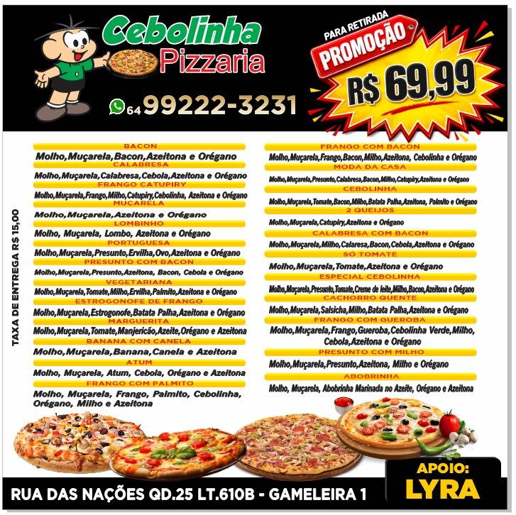 Cebolinha pizzaria меню