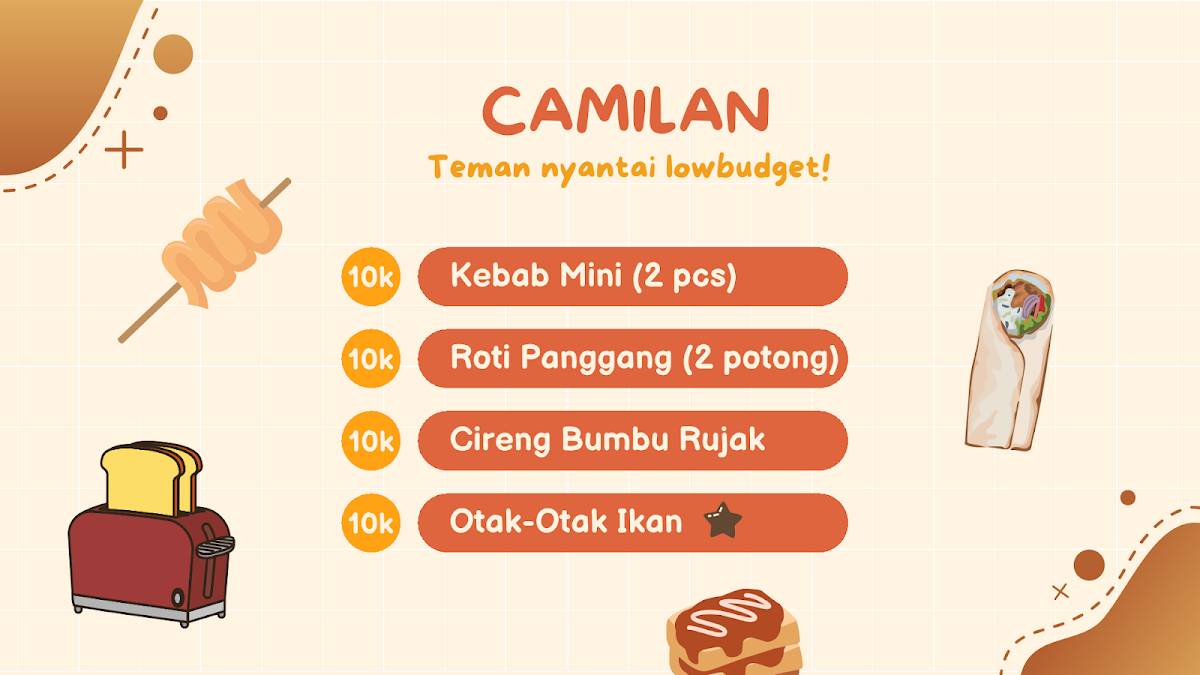 Cemilan Hoki меню