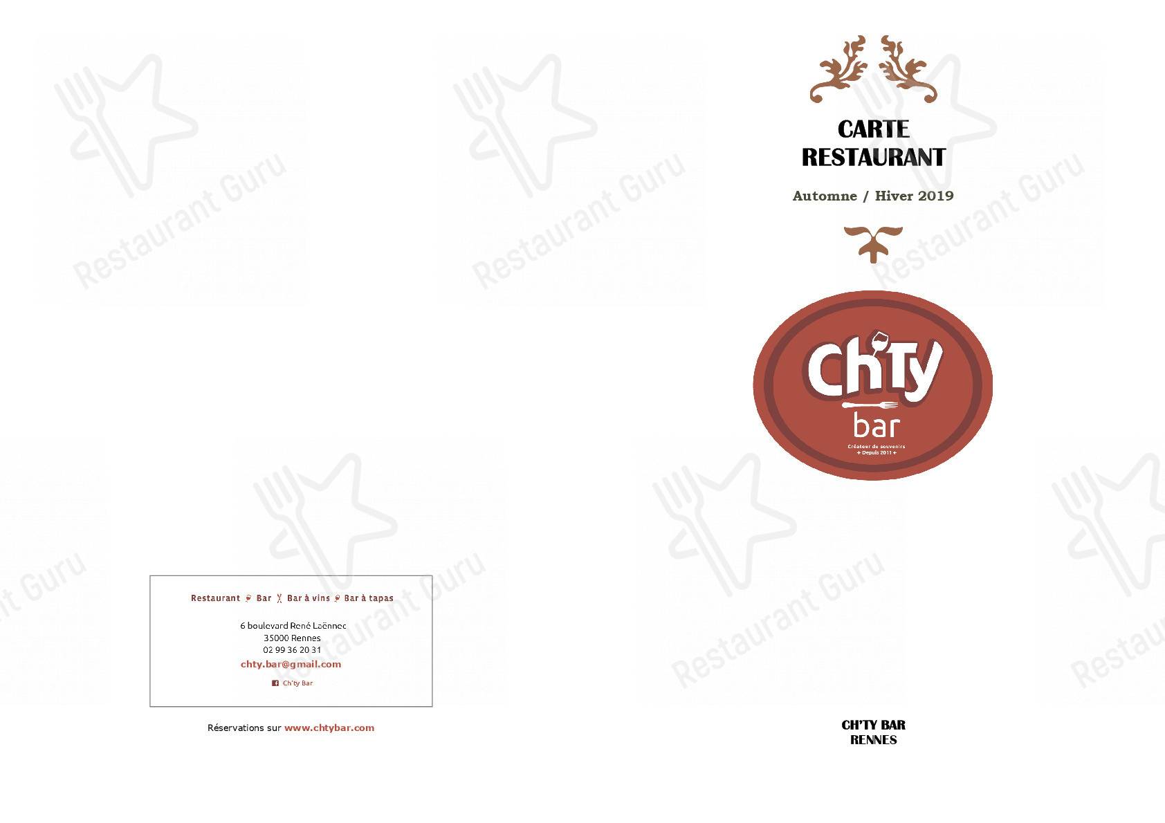 Меню Ch'Ty Bar - Restaurant Rennes - еда и напитки