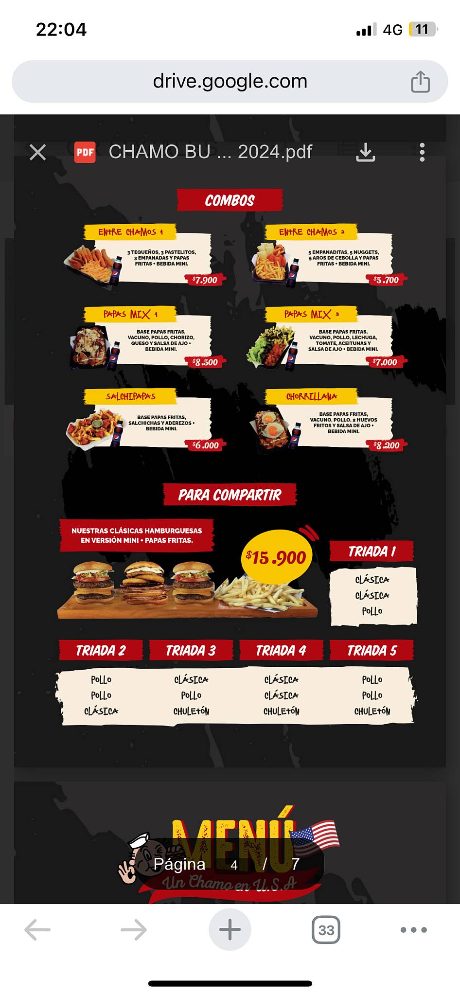 Chamo Burger меню
