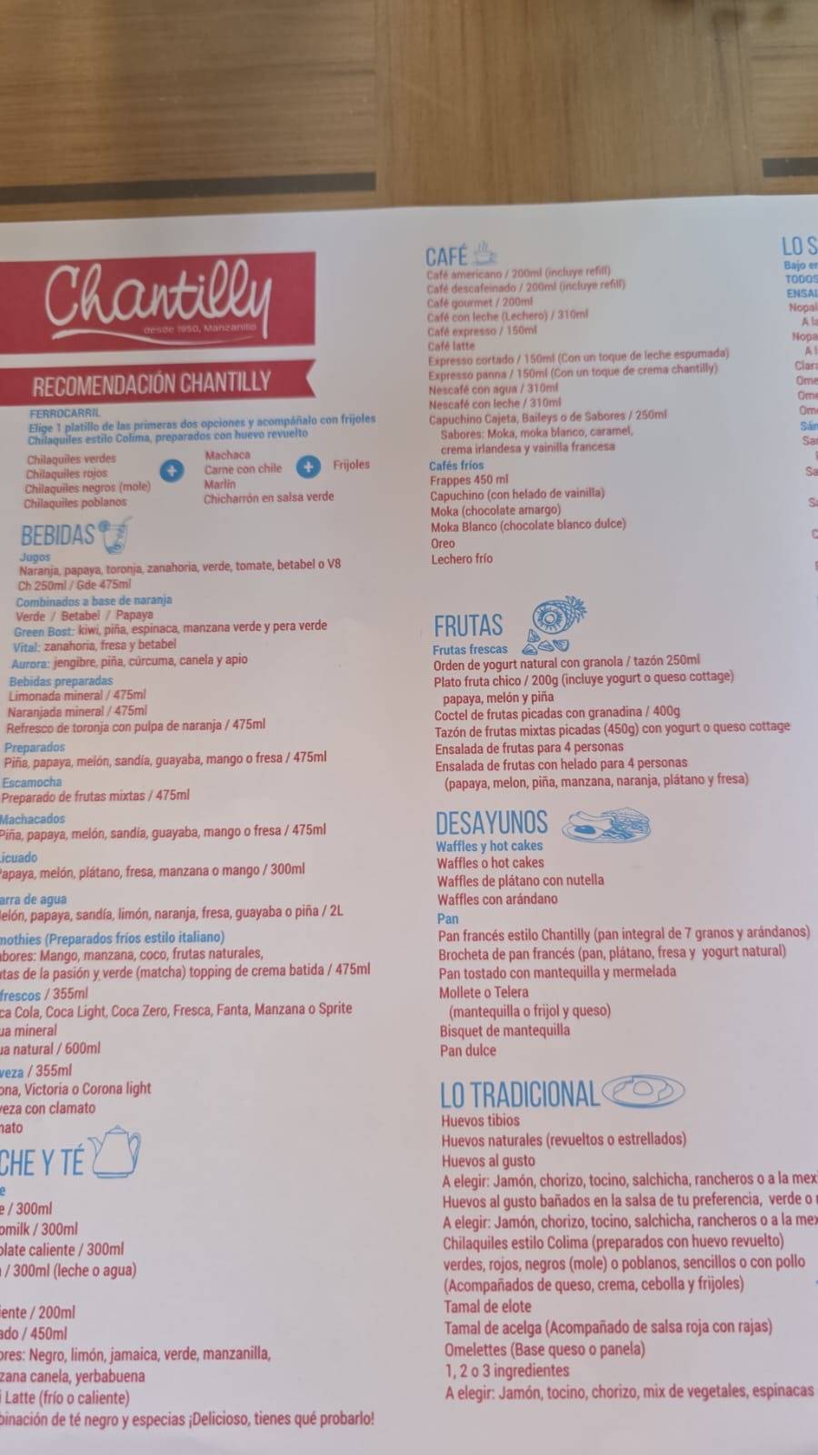 Chantilly Blvd Restaurante меню