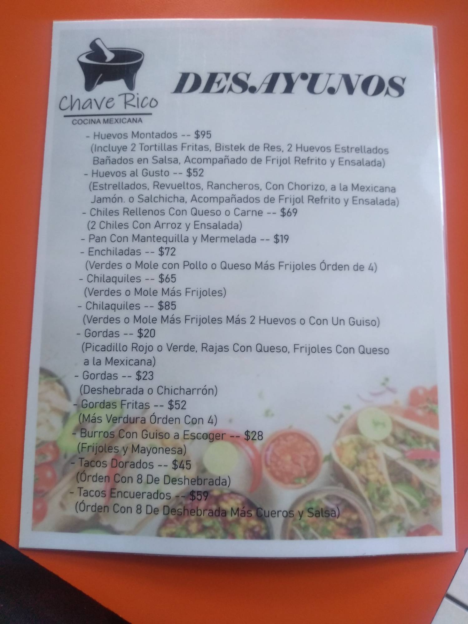 Chave Rico меню