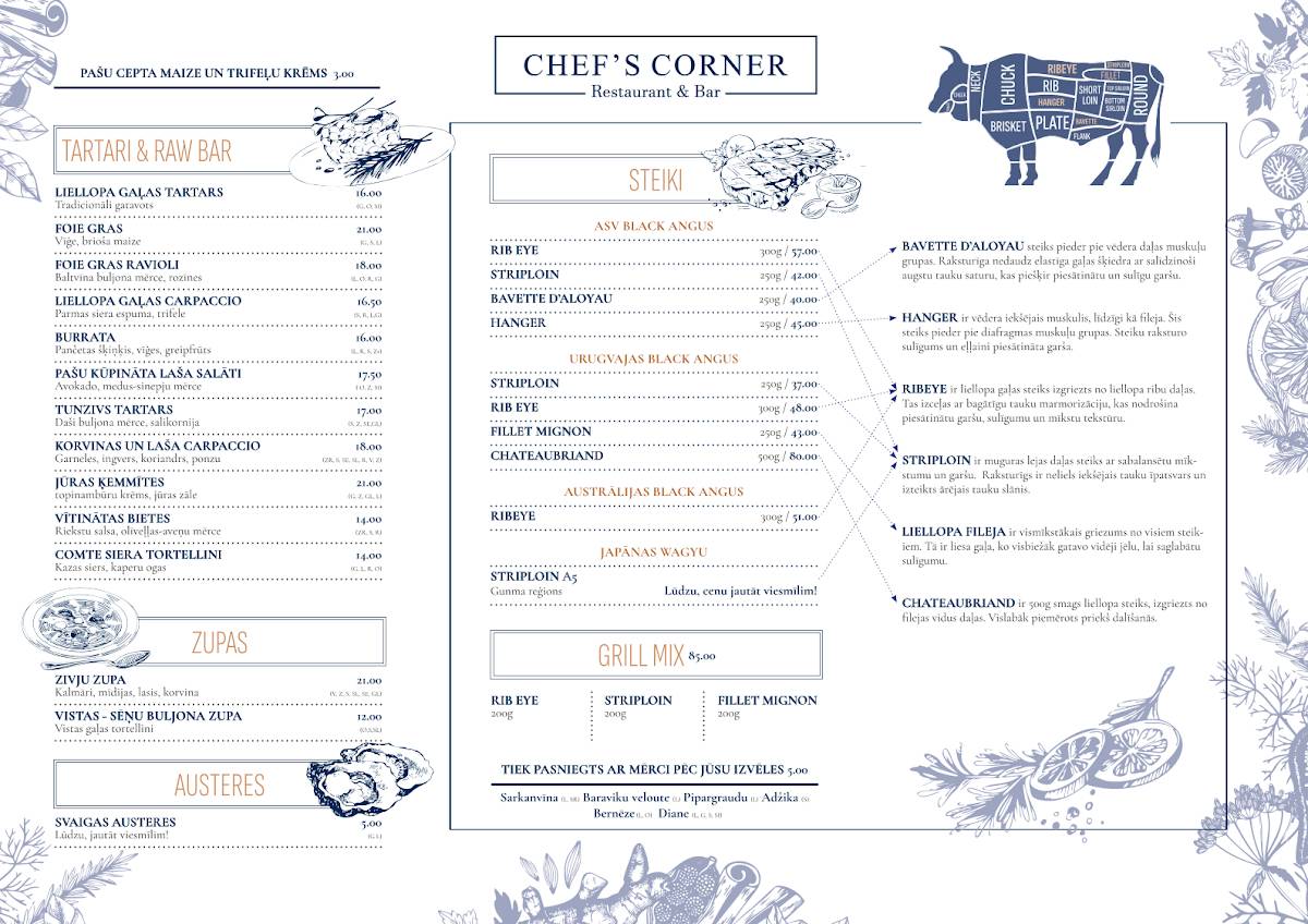 Chef's Corner меню