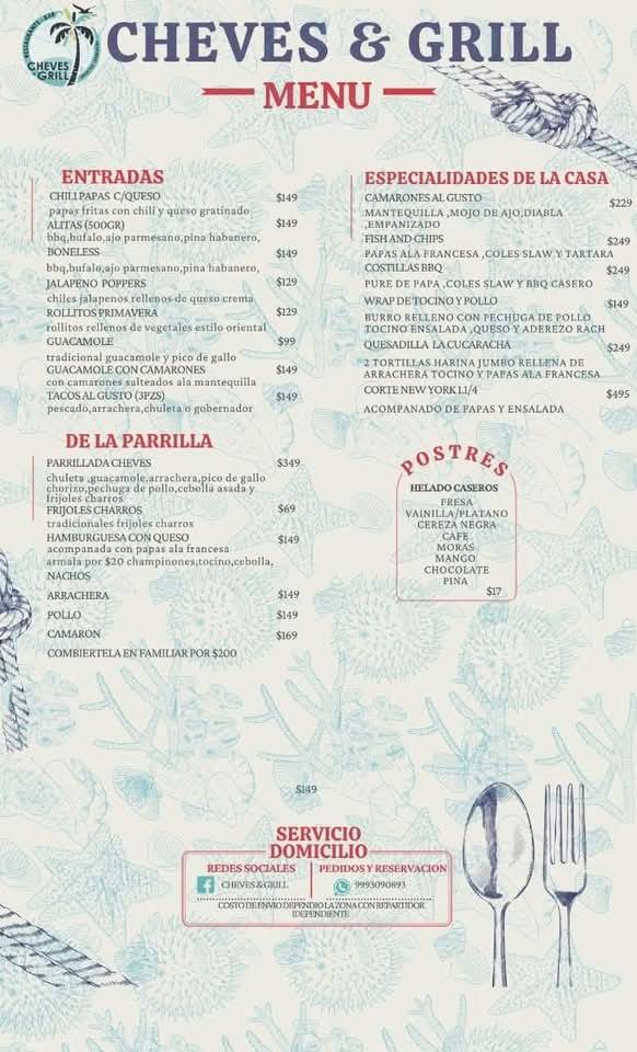 Cheves & Grill меню