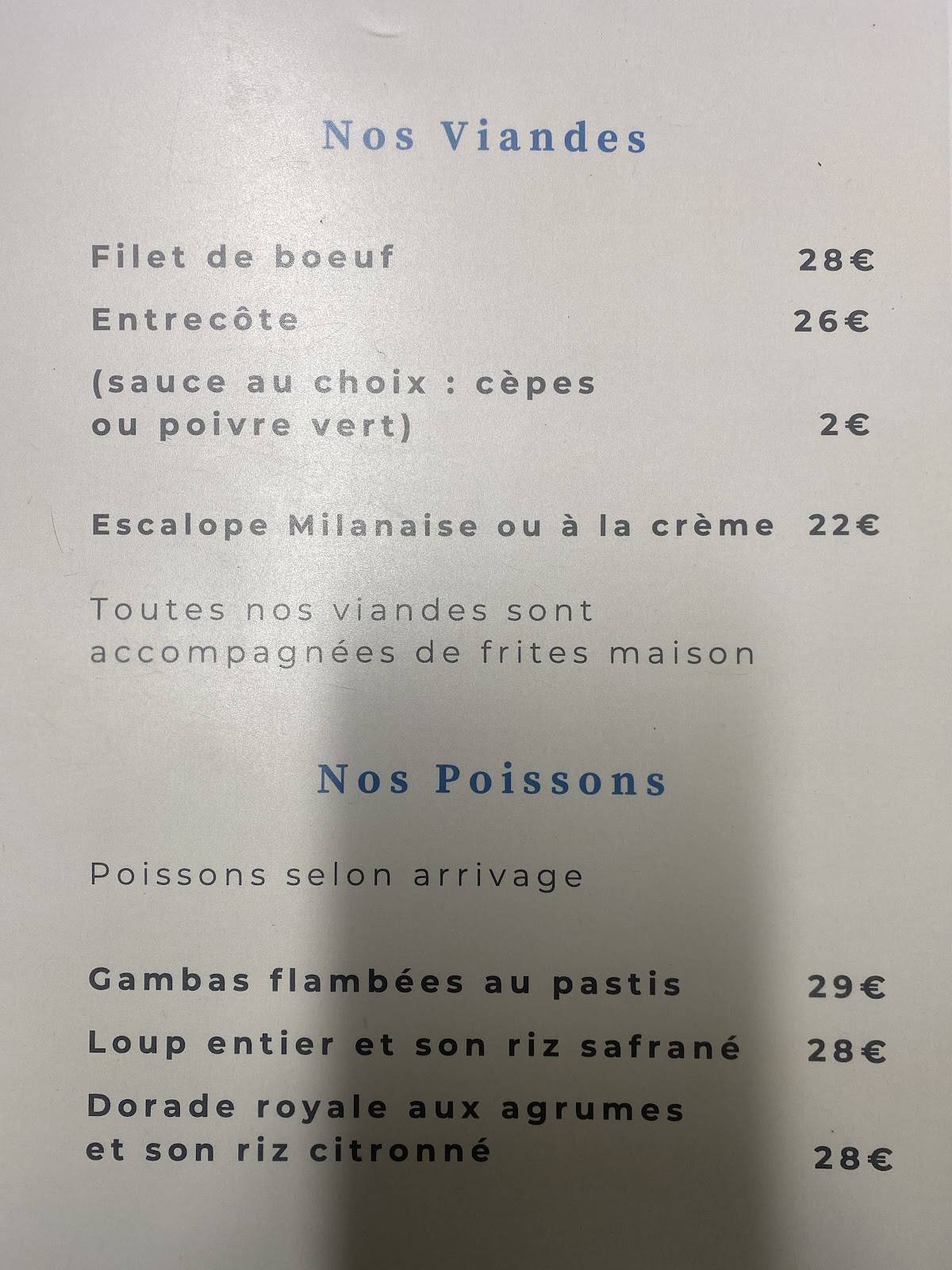 Restaurant Chez Dumè меню