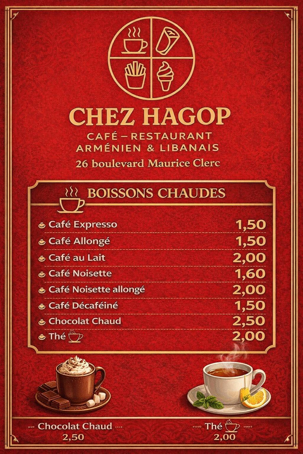 Chez HAGOP меню