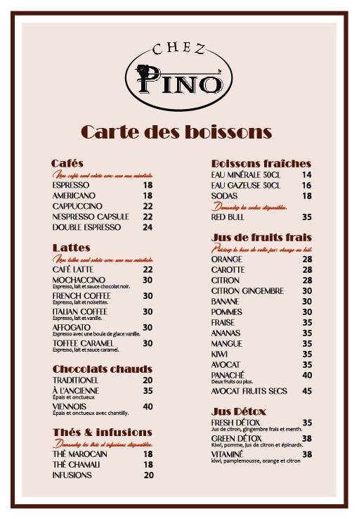 Chez PINO меню