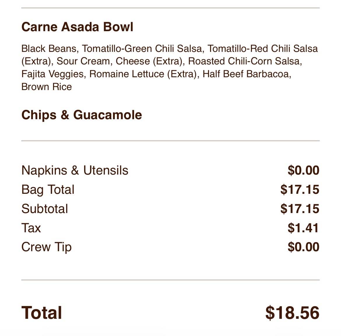 Chipotle Mexican Grill меню