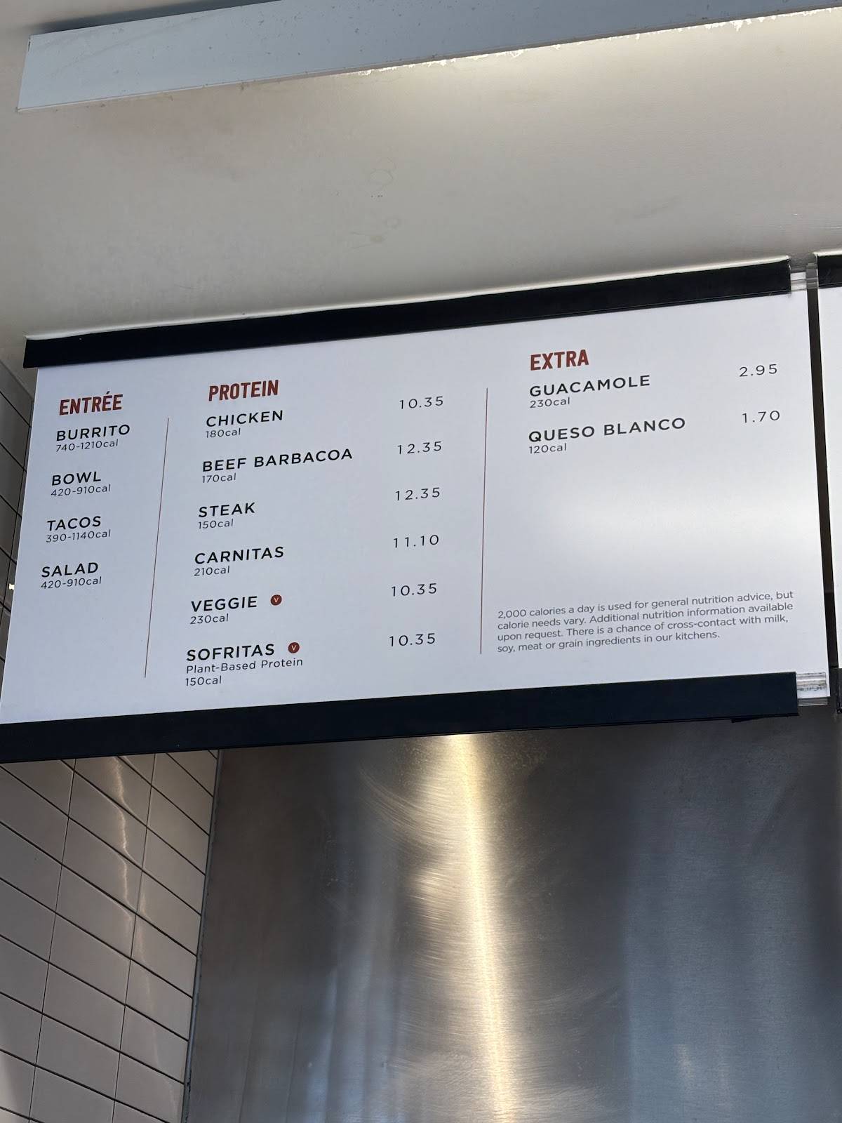Chipotle Mexican Grill меню