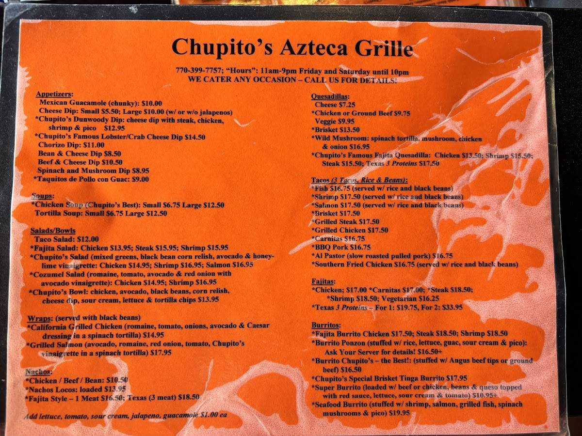 Chupito's Azteca Grille меню