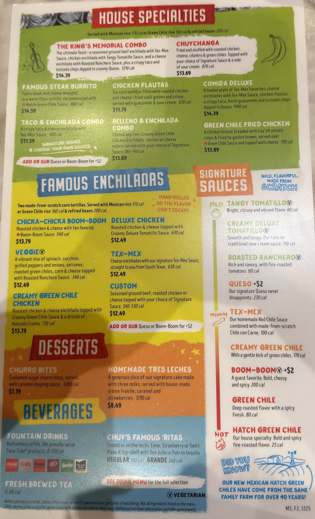 Chuy's меню