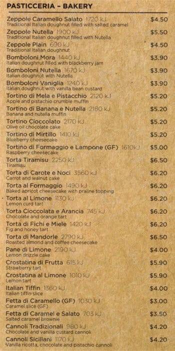 Cibo Espresso Torrensville меню