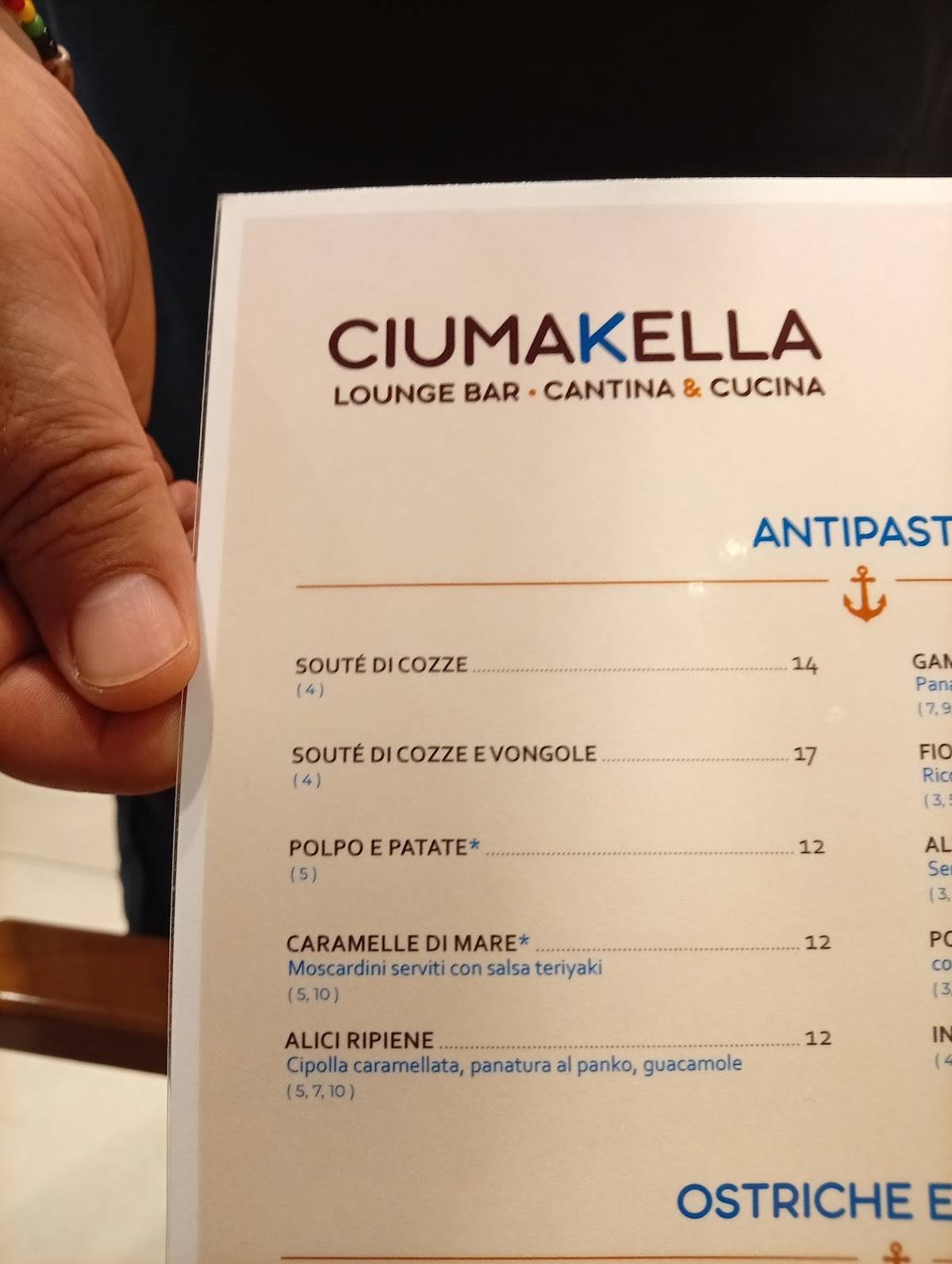 Ciumakella меню