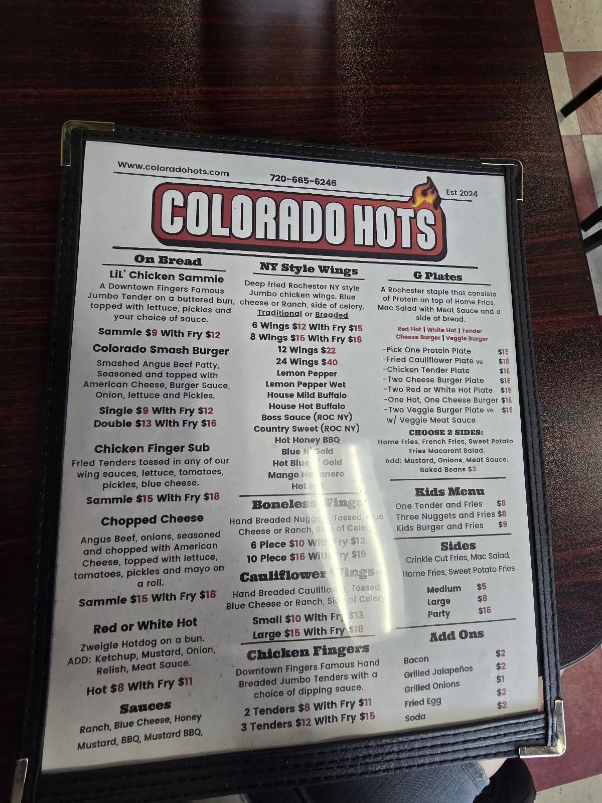 Colorado Hots меню