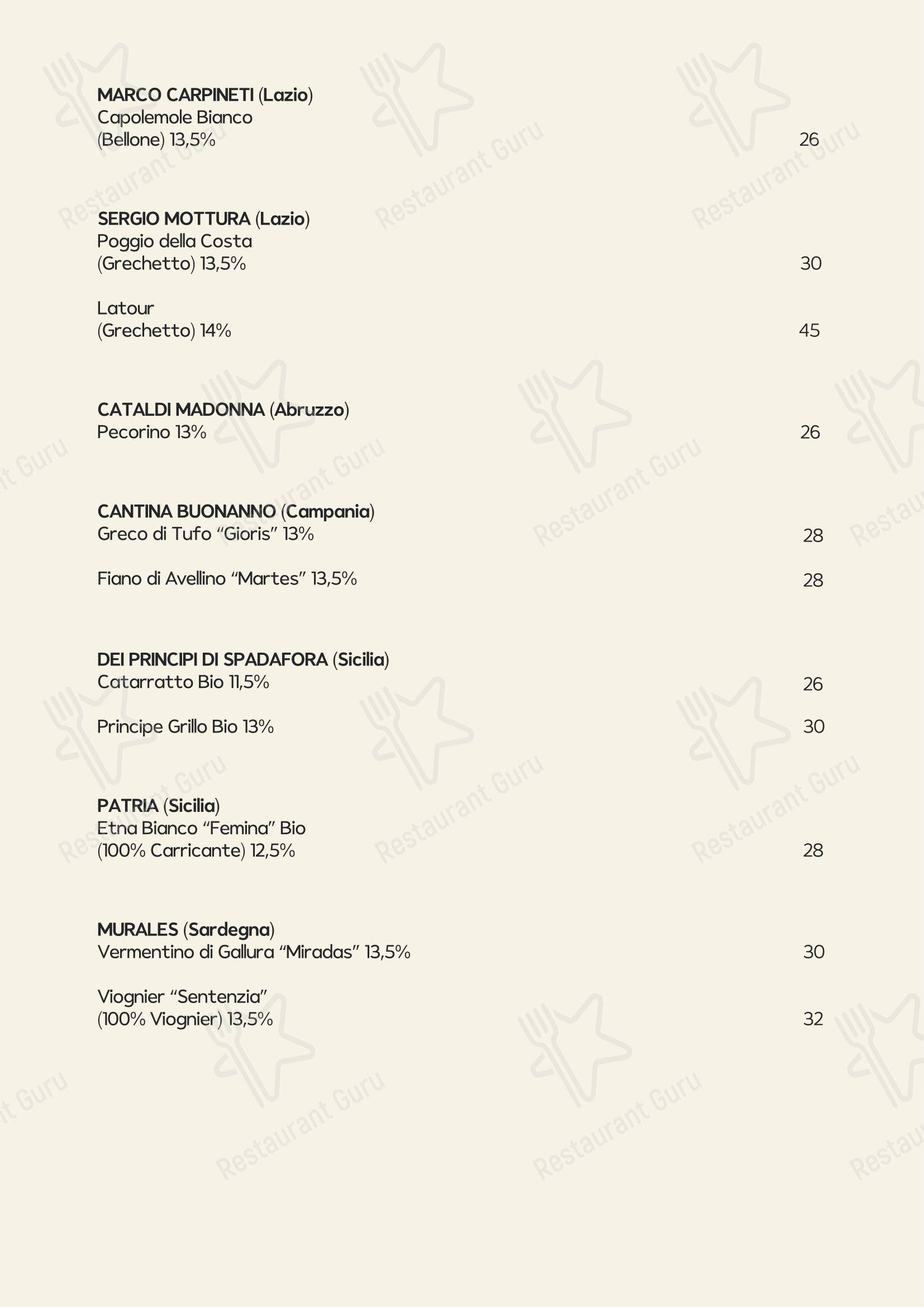 Крафт меню ресторана Comus Locanda Conviviale в Риме