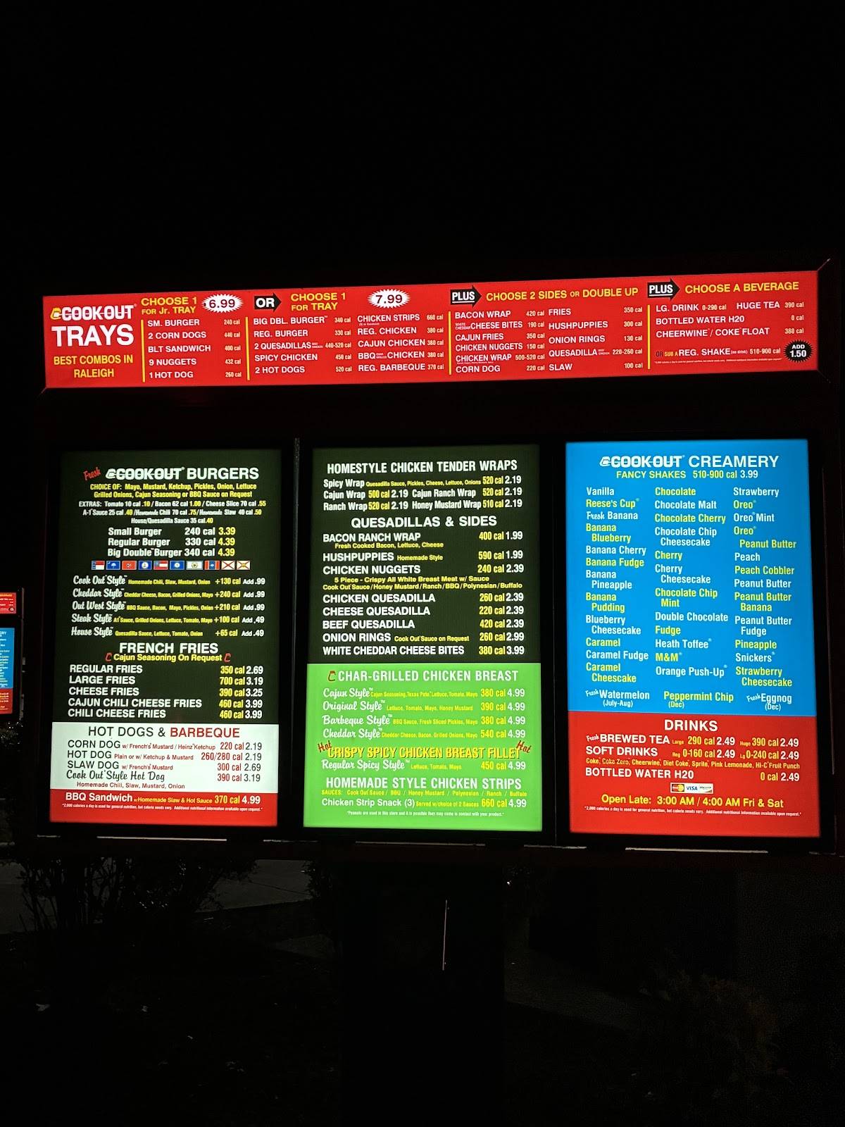 Cook Out меню
