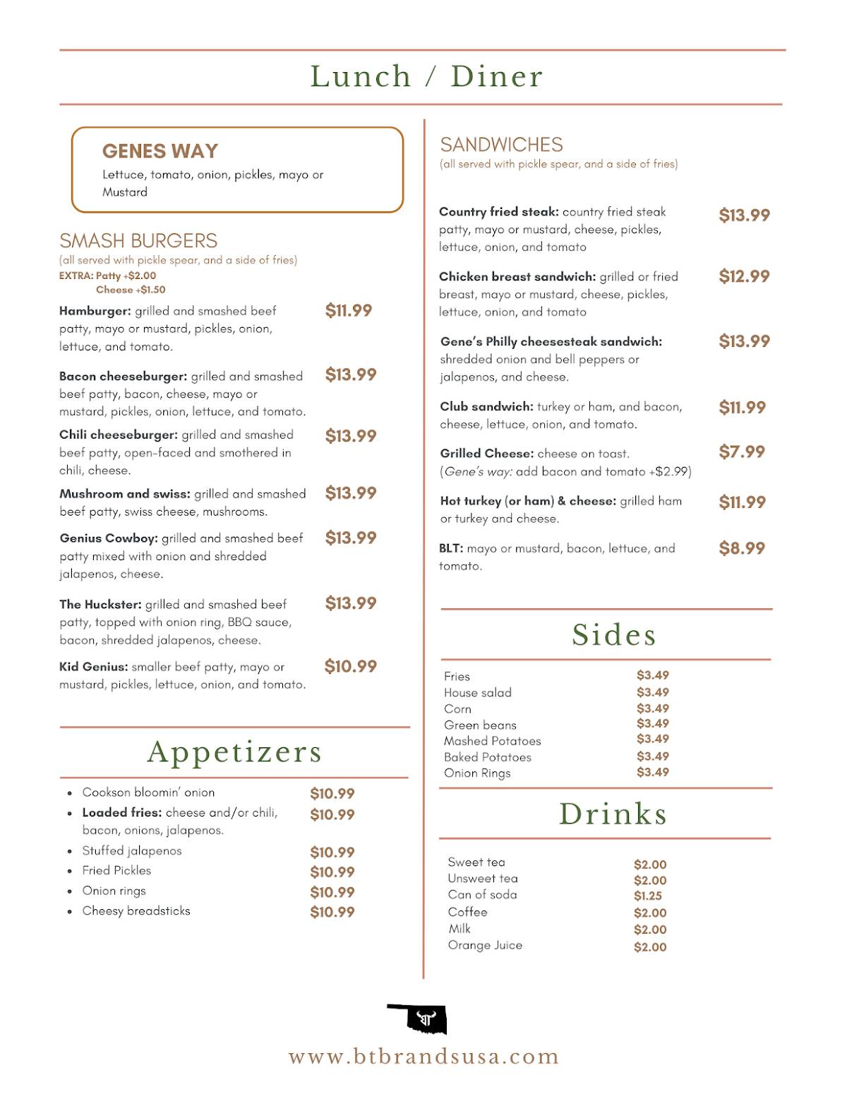 Cookson Diner меню