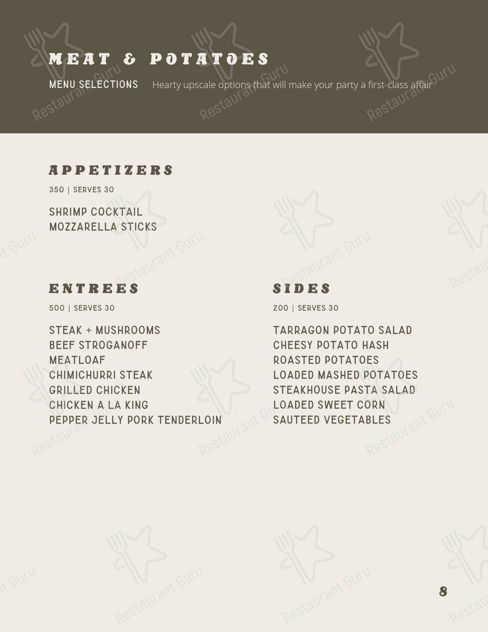 Lunch Menu ресторана Copper on King
