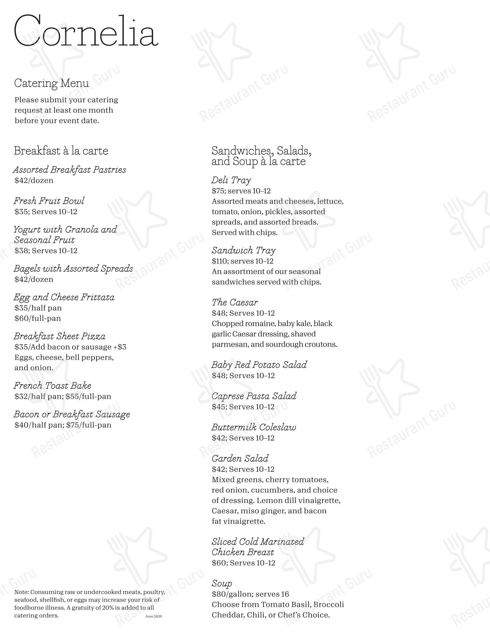 Меню кафе Cornelia - Boronia Catering Menu Pack