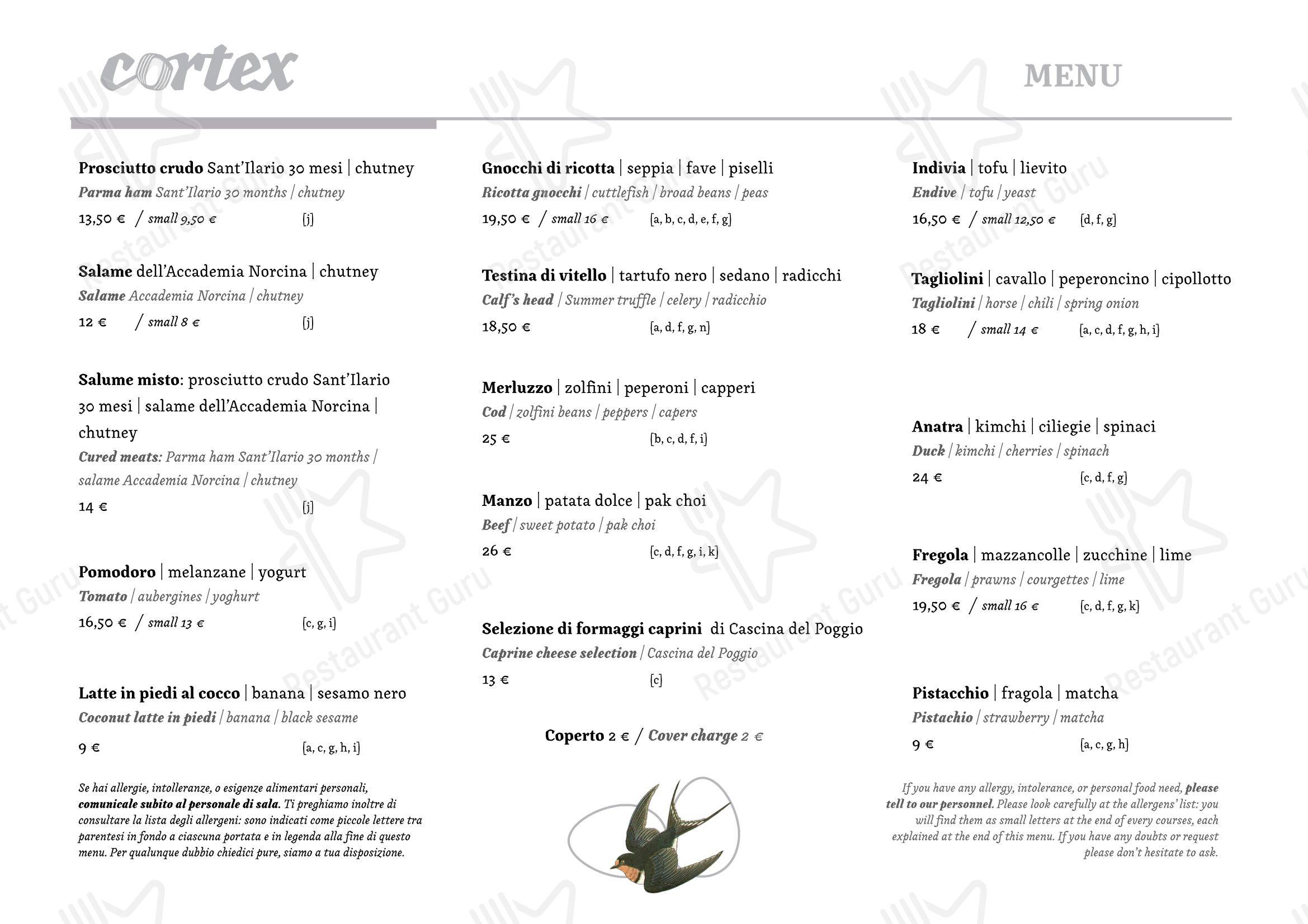 Cortex Bistrot в Парме - Меню напитков