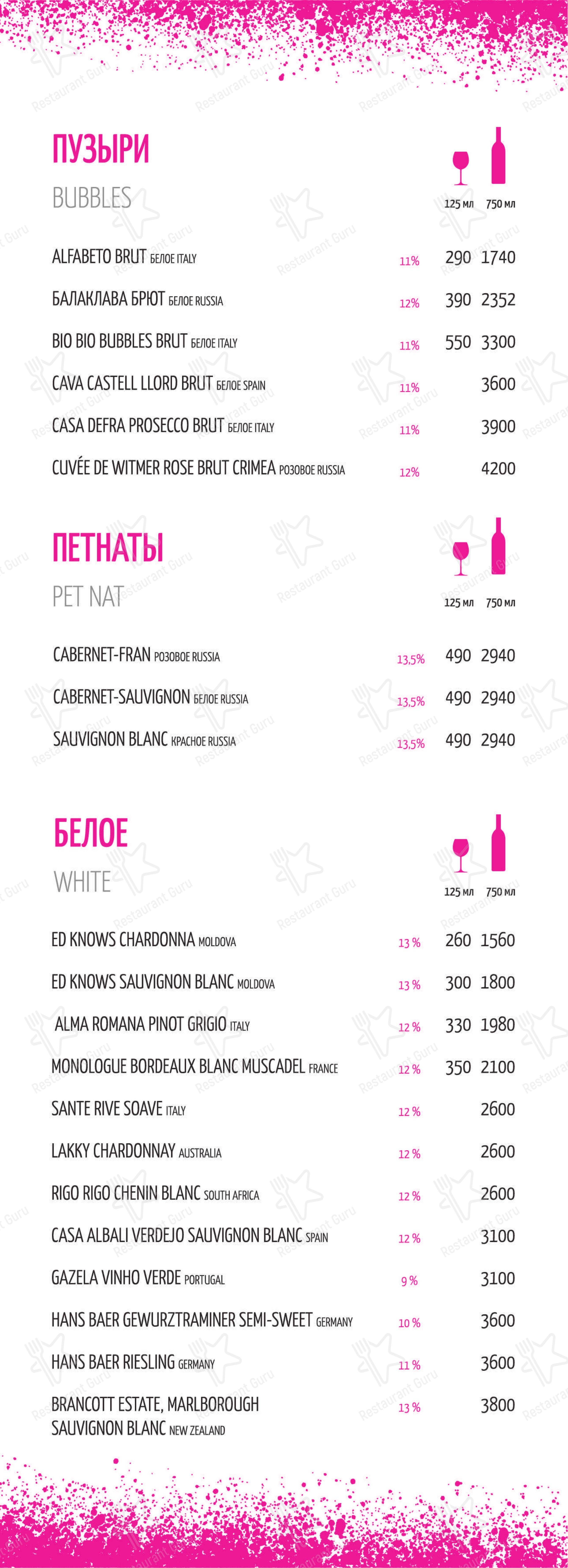 Взгляните на меню Crazy Wine Севкабель