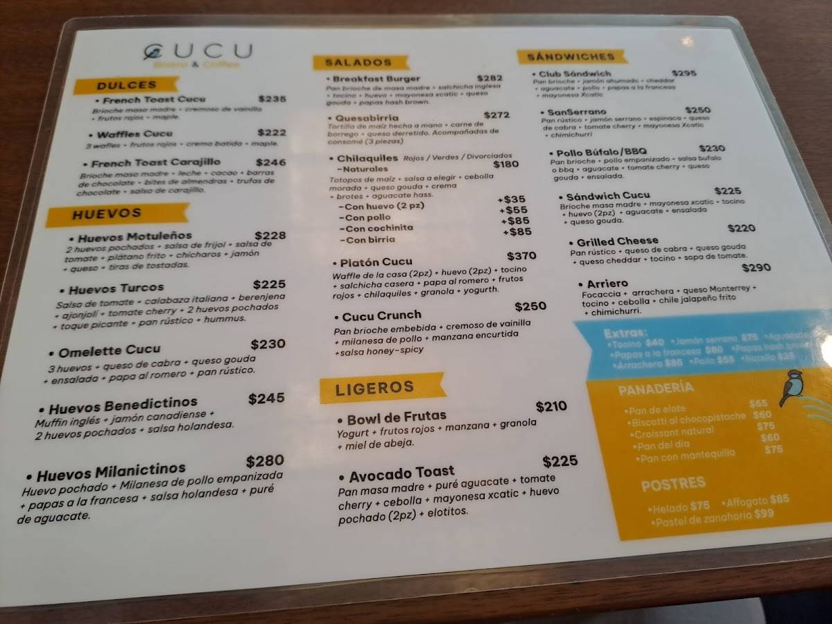 Cucu Bistro Norte меню