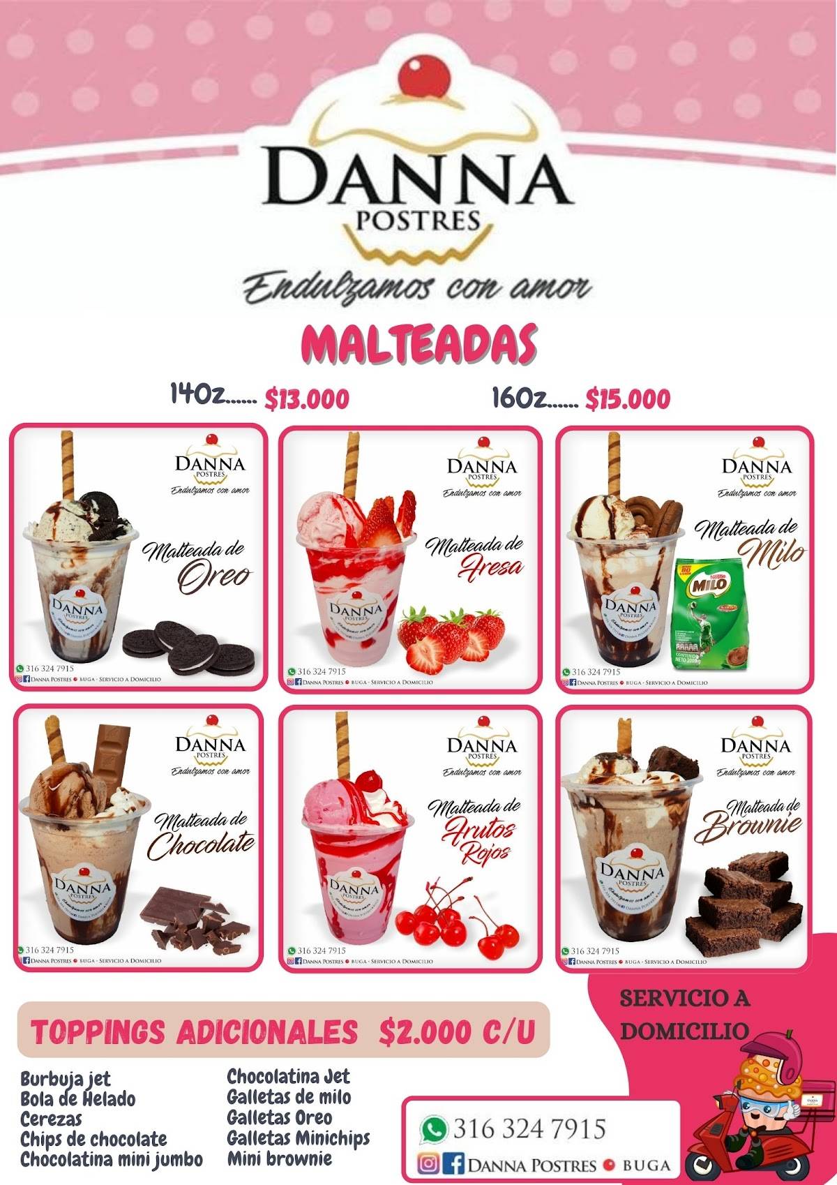 DANNA POSTRES меню