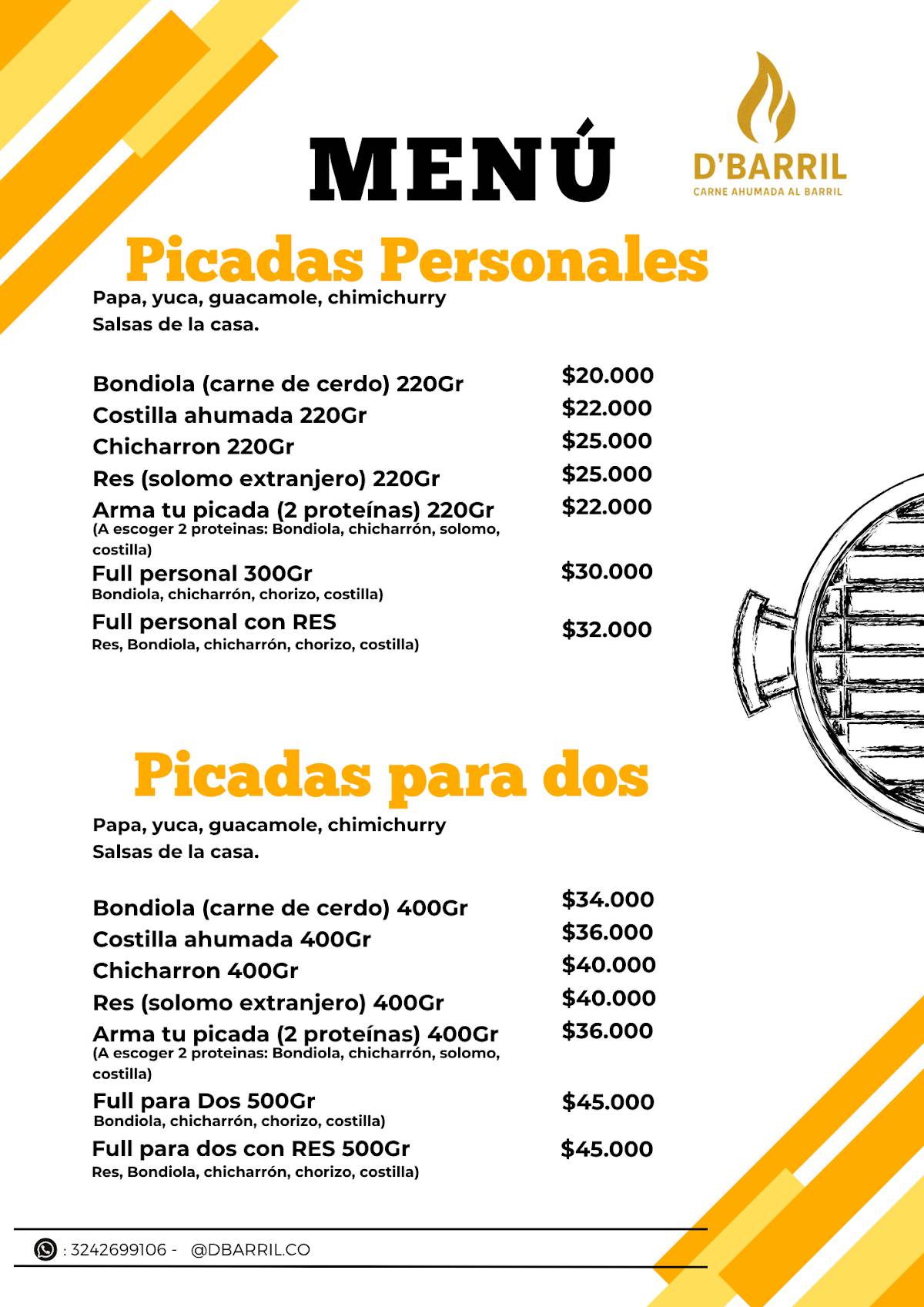 Dbarril carnes ahumadas al barril меню