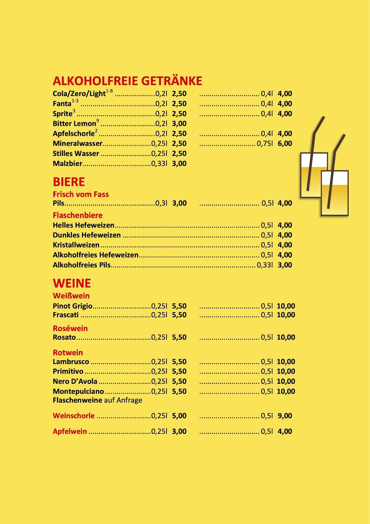 Da Piero Flammeria e Bar меню