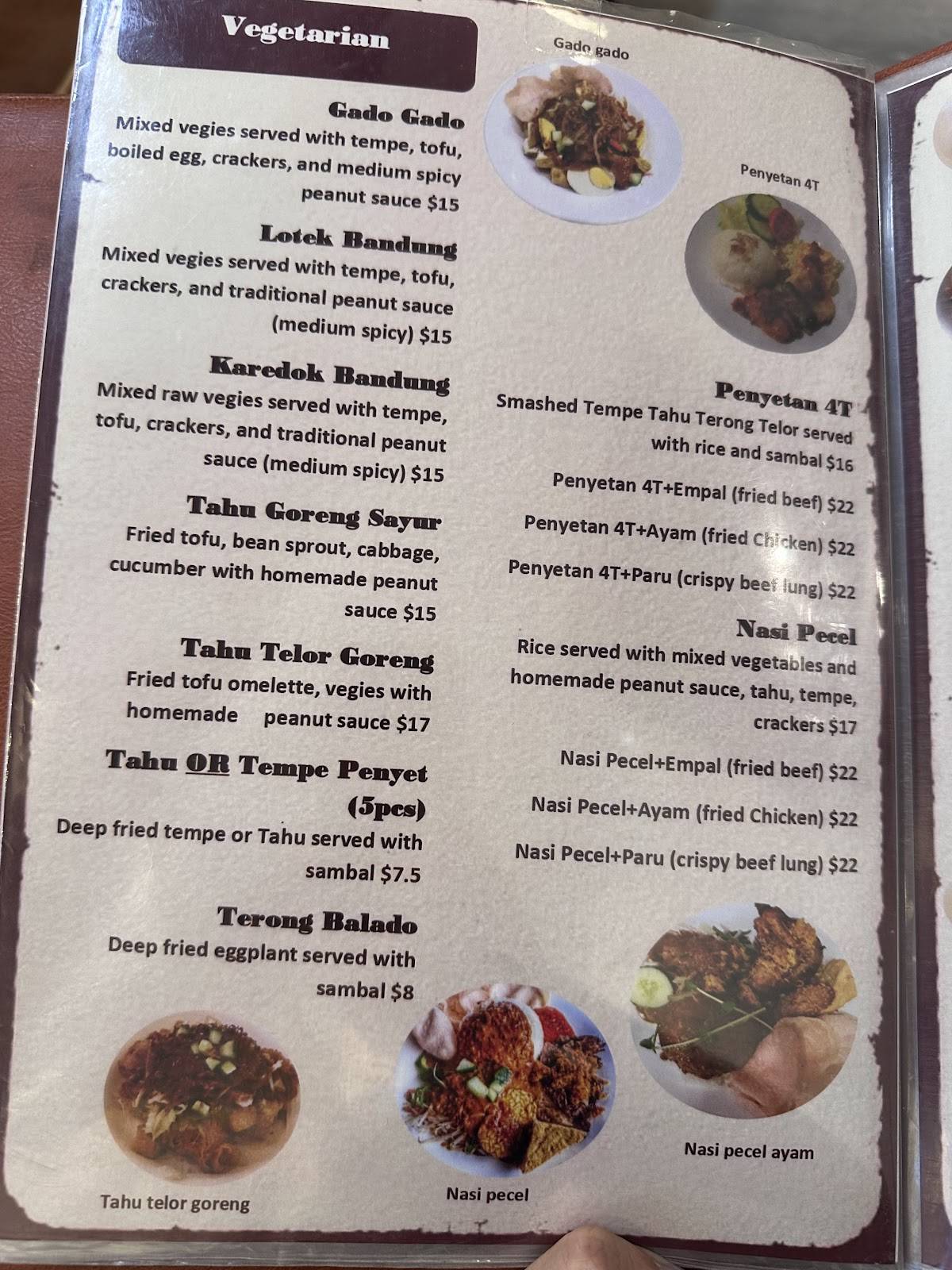 Dapur Van Java меню