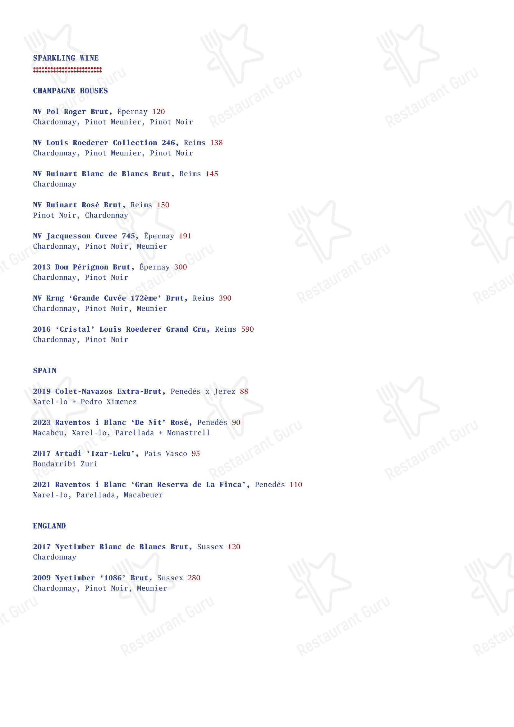 Wine Menu ресторана Decimo в Лондоне