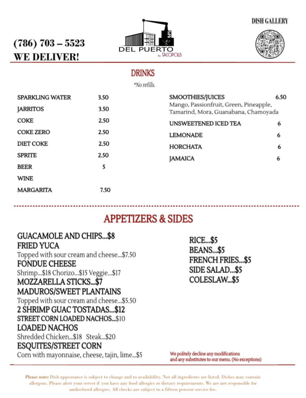 Del Puerto Mexican grill/Tacopolis меню