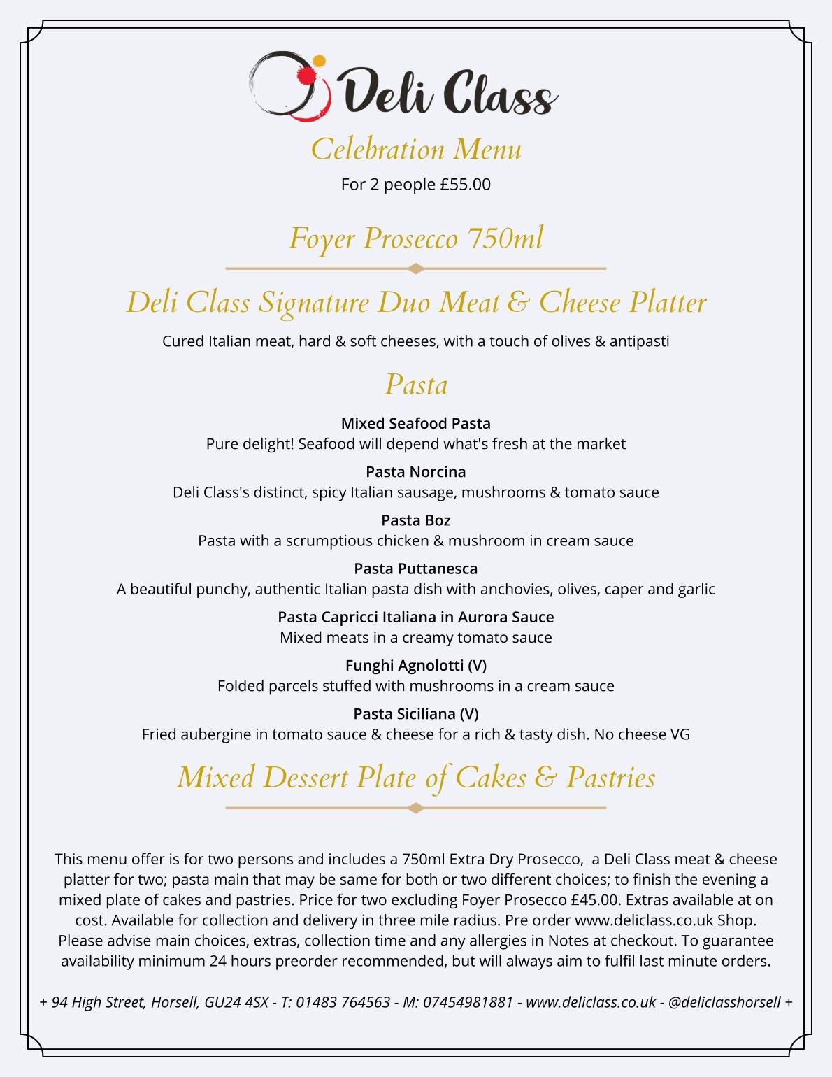 Deli Class Italian Deli & Coffee Shop меню