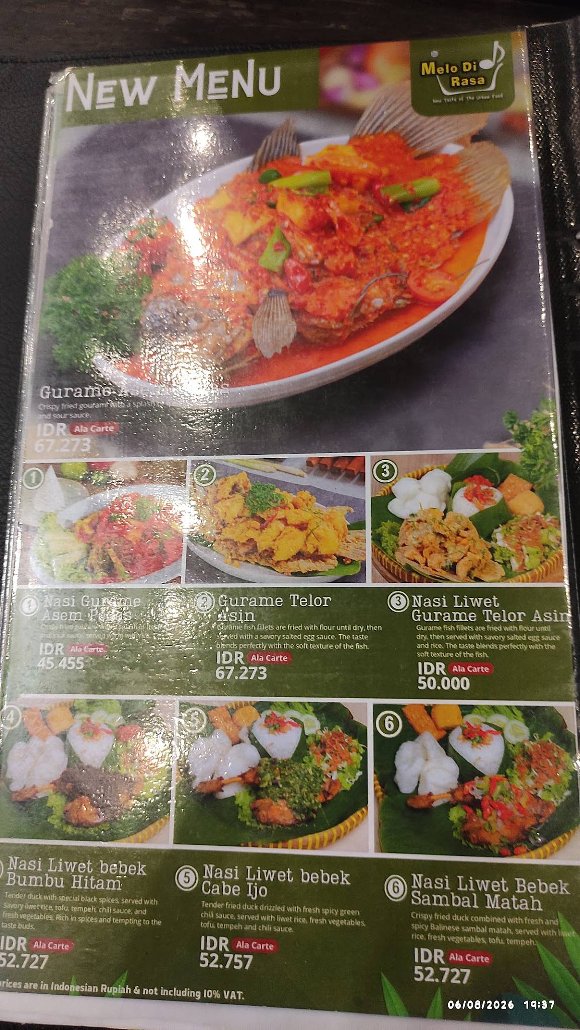 MELODI RASA Resto меню