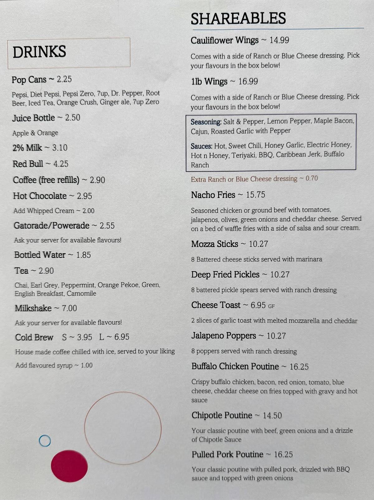 Derica’s Restaurant меню