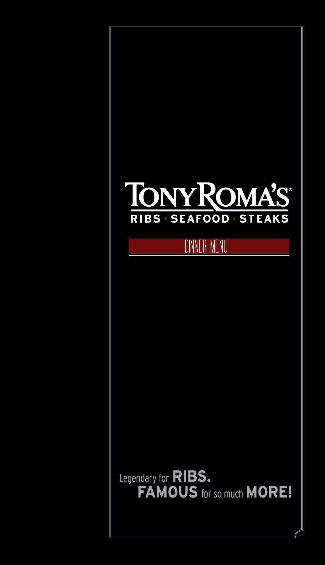 Tony Roma's меню
