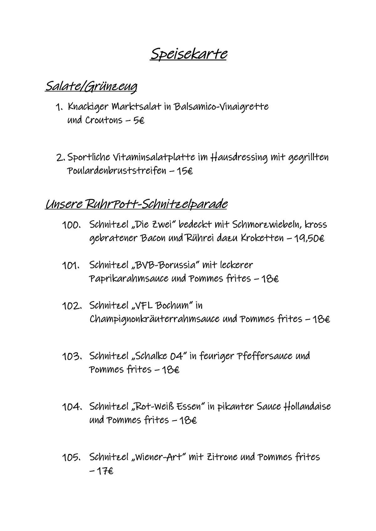 Die Zwei Food & Drinks меню