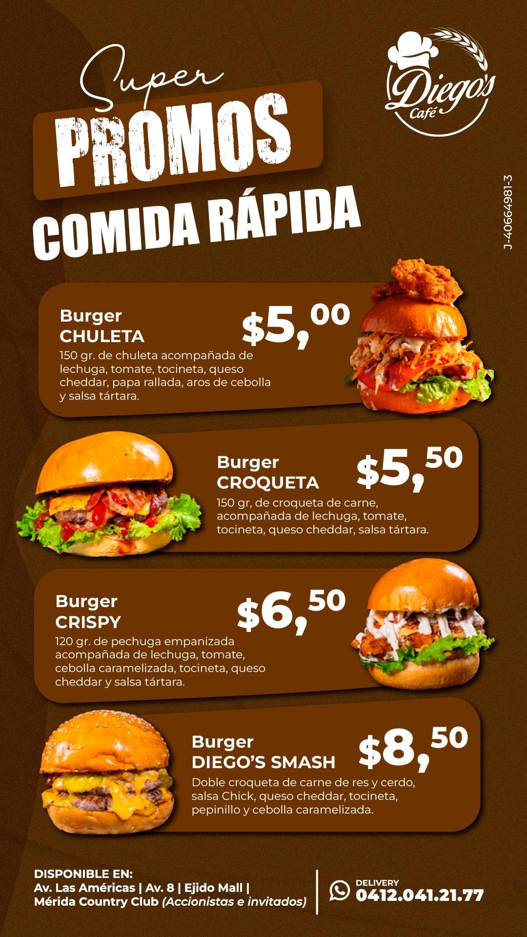 Diego's Café меню