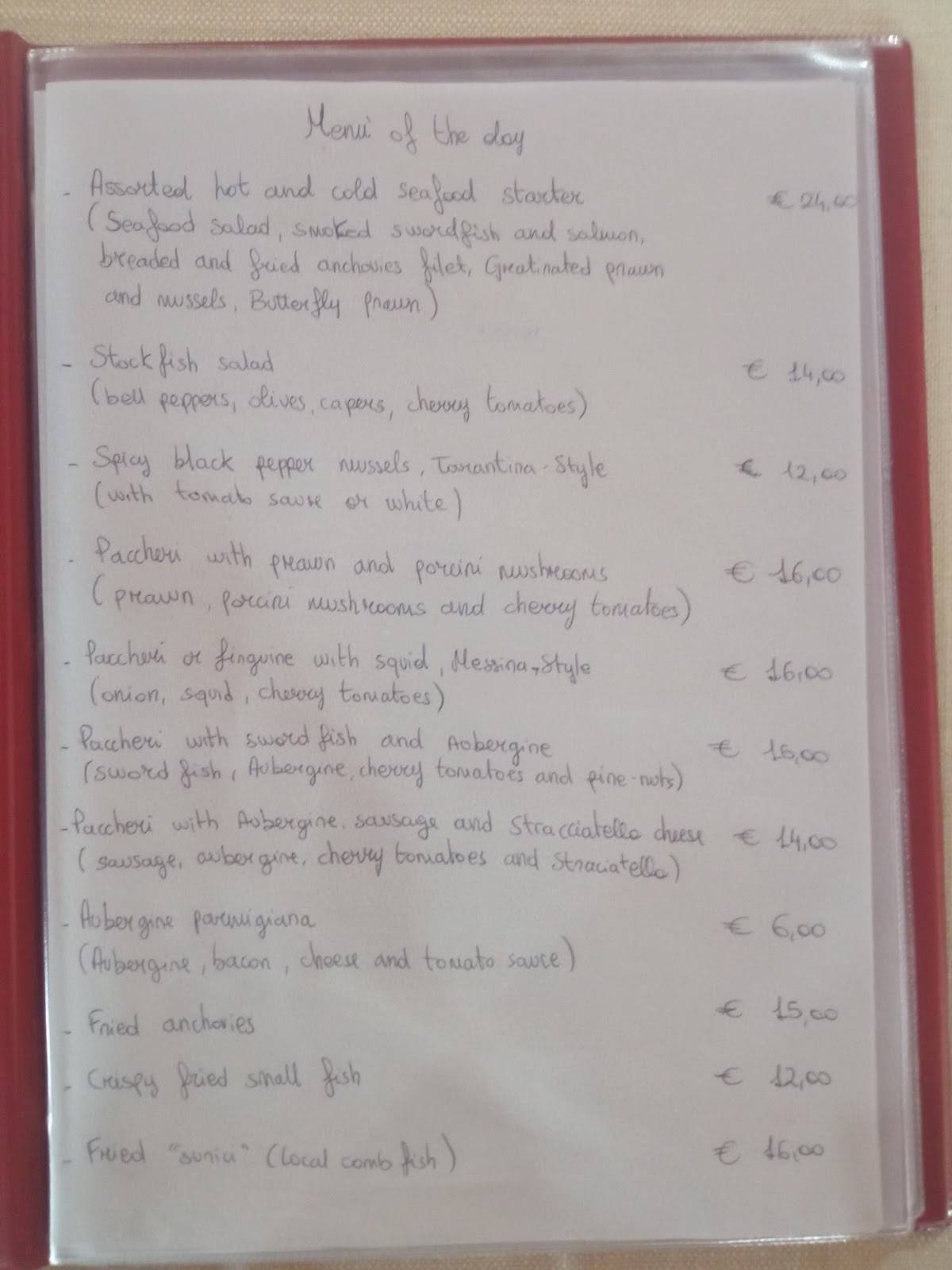 Ristorante Collemare меню