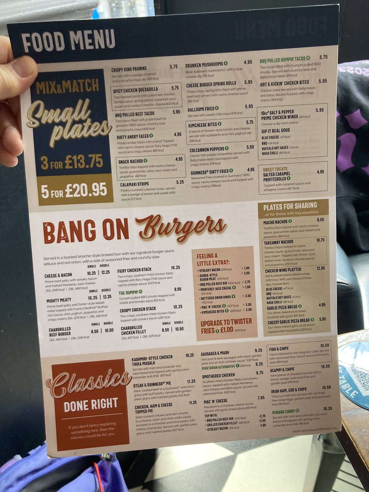 O'Neills Edinburgh меню