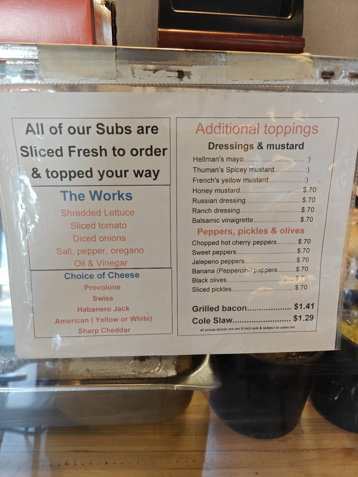 Edison Sub Shop меню