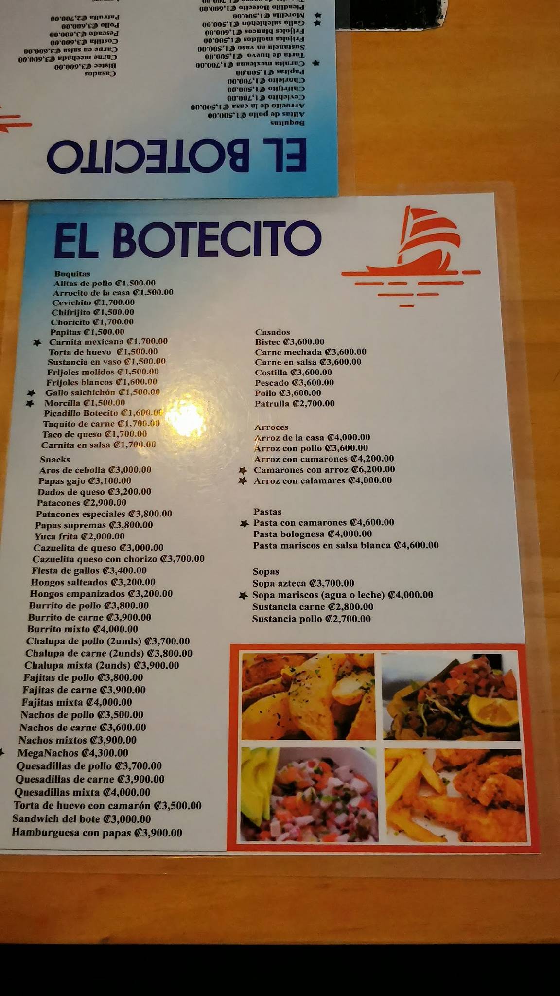 Bar El Botecito меню