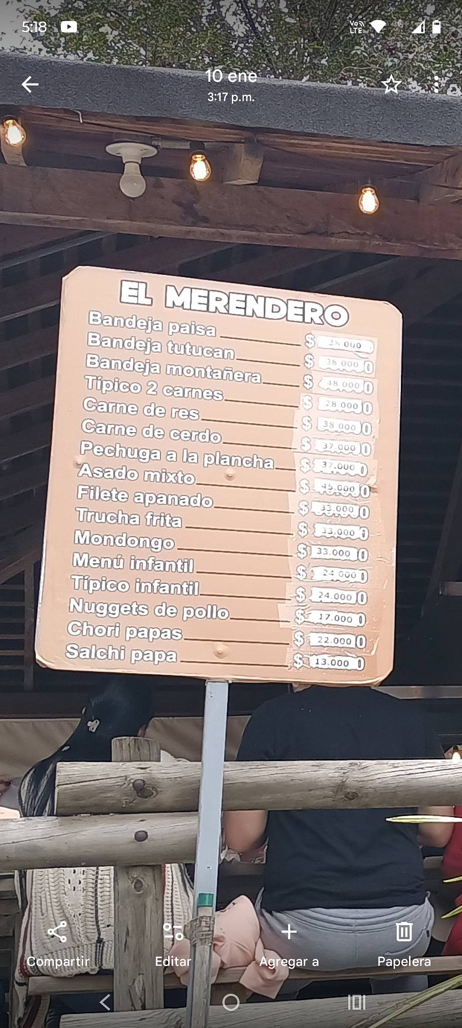 El Merendero меню